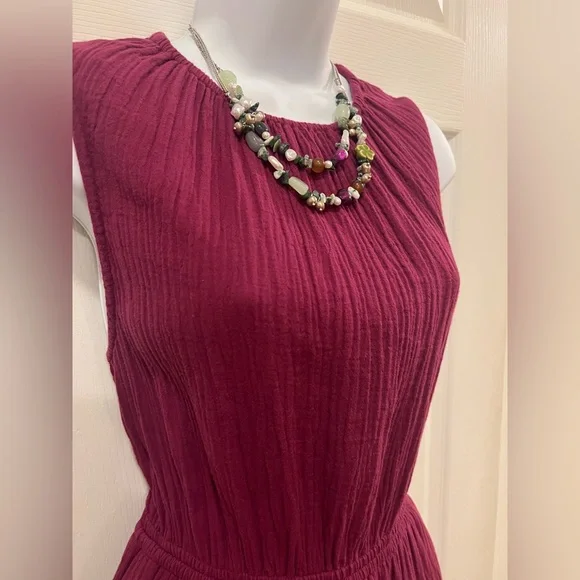 Pact Organic Cotton Coastal Double Gauze Tiered Midi Dress Size Large - Picture 8 of 14